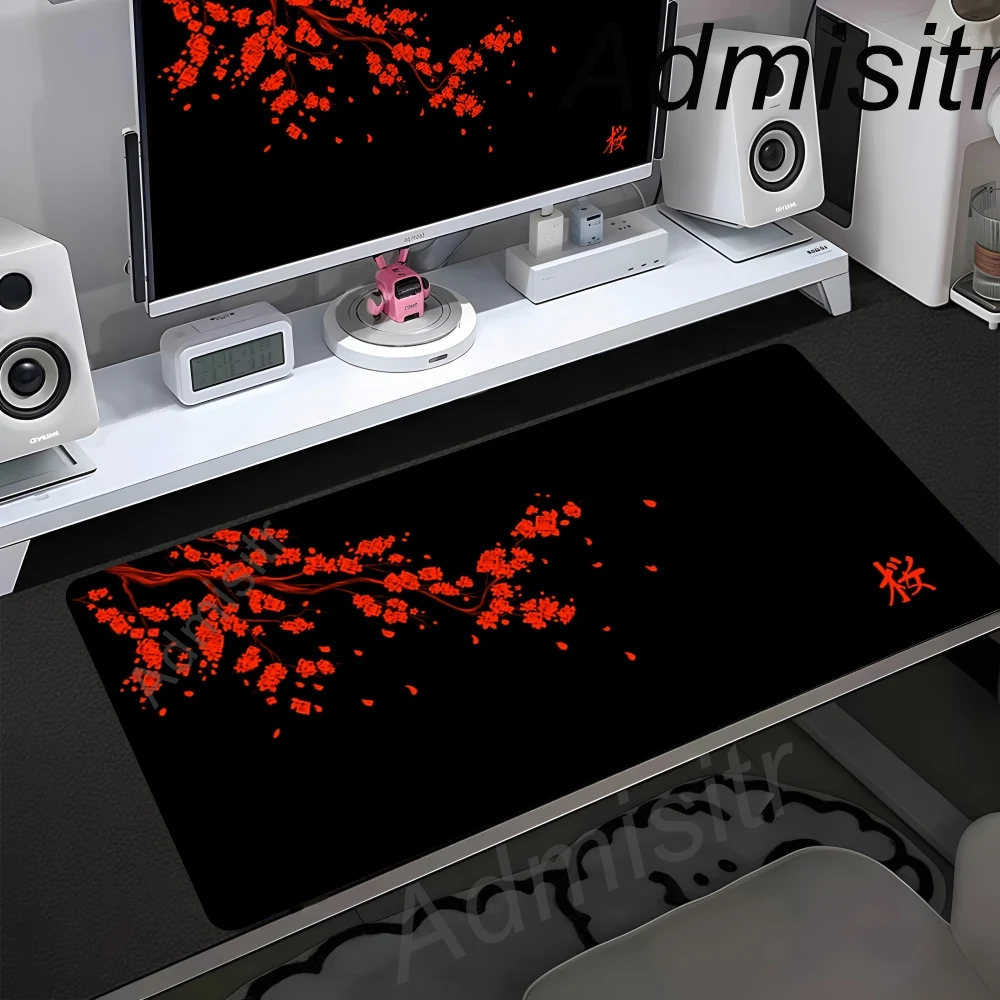 

Cherry Blossom Mousepad Japan Black Sakura Gaming Mouse Pad Color Laptops Deskmat Office Carpet Keyboard Computer Big Carpet