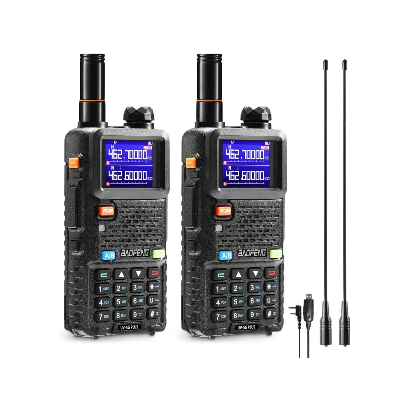 

[Chirp Compatible] BAOFENG UV-5G Plus GMRS Handheld Radio, 999 Channels, 5W Long Range Rechargeable Two Way Radio, 2 Pack