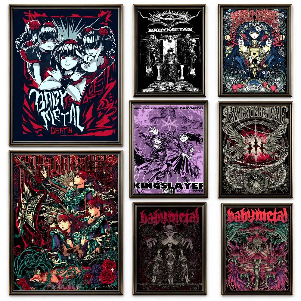 Heavy Metal BabyMetal Band Poster HD Home Sticky Wall Waterproof Home Living Room Bar Aesthetic Decor