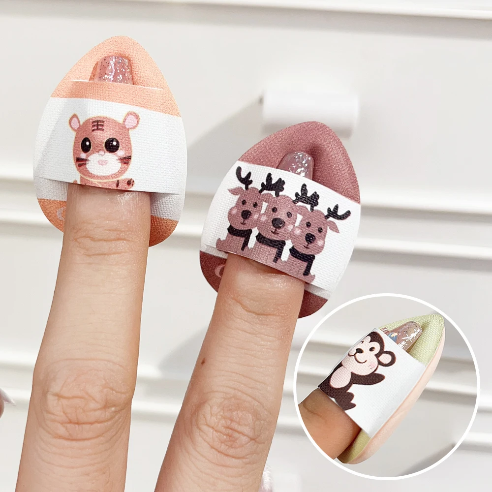 4 PCS/set Thumb Powder Puffs Unique Animal Patterns Small Size Finger Puff Beauty Foundation Cushions Sponge Wet Dry Makeup Tool