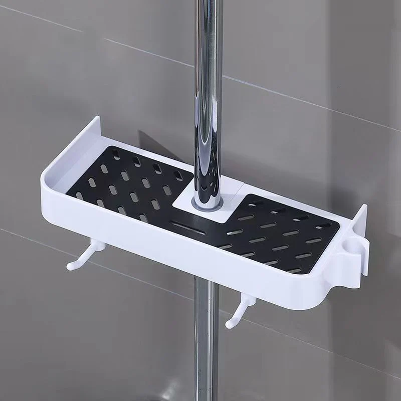 Household Lift Stand Shower Rack Shower Gel Storage Rack Bathroom Perforation-Free Shower Rod Tray