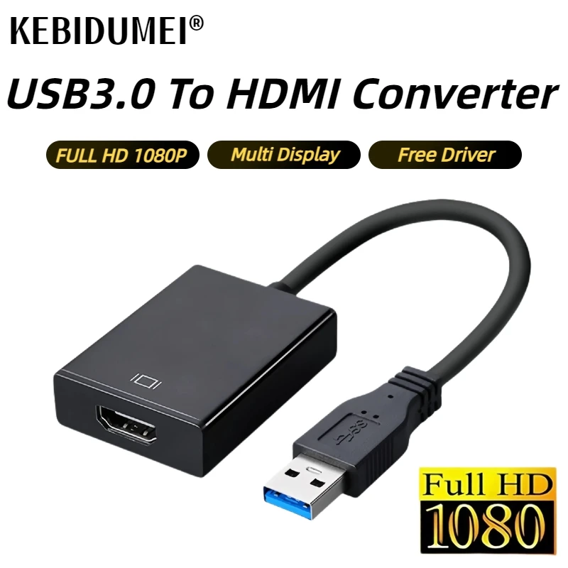 1080P USB 3.0 to HDMI-Compatible Converter Multi Display Graphic Adapter for PC Laptop Projector HDMI External Video Card