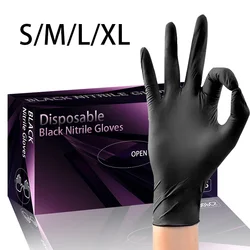 20/50/100PCS Black Nitrile Gloves Waterproof Durable Nitrile Gloves Beauty Tattoo Hairdressing Kitchen Cooking Painting Manicure