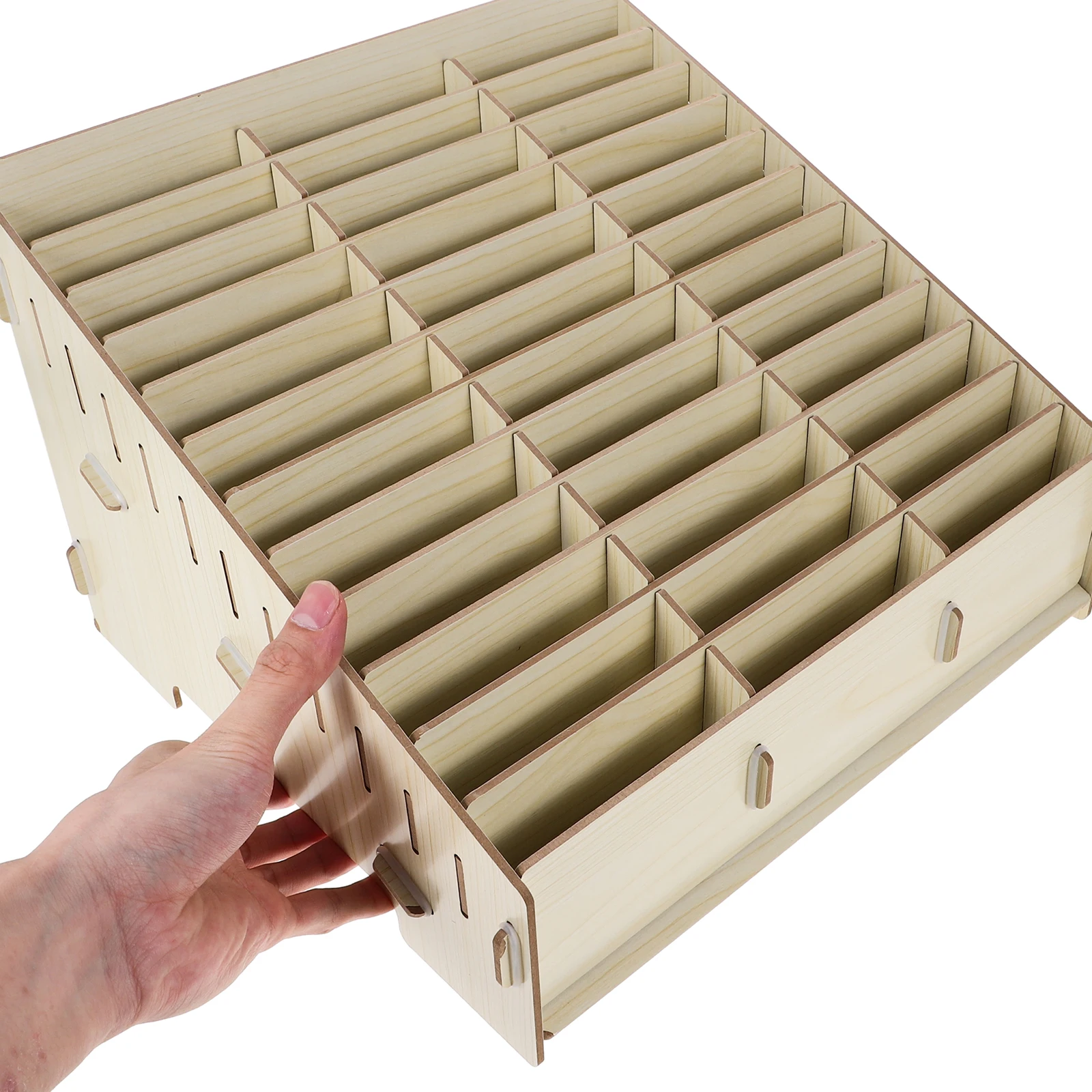 Scatola di immagazzinaggio in legno fai-da-te 32,6x20x17,5 cm Scrivania ganizer Porta cellulare per aula 24 sezioni Contenitore per telefono in legno Contenitore