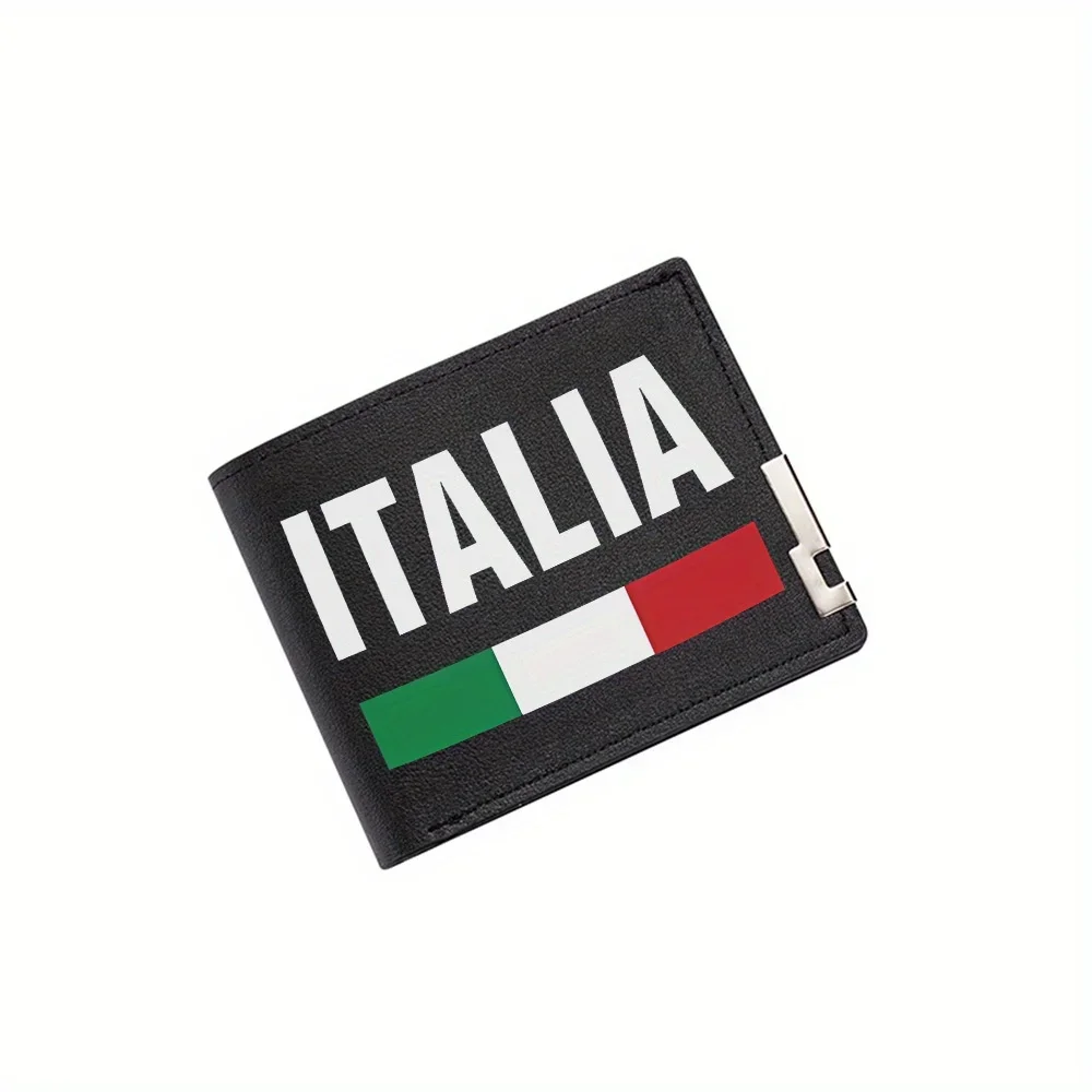 

Italy white letters,Italian flag stripes Men's Wallet Printing Design Simple Modern Stylish Business Father's Boyfriend's Christ