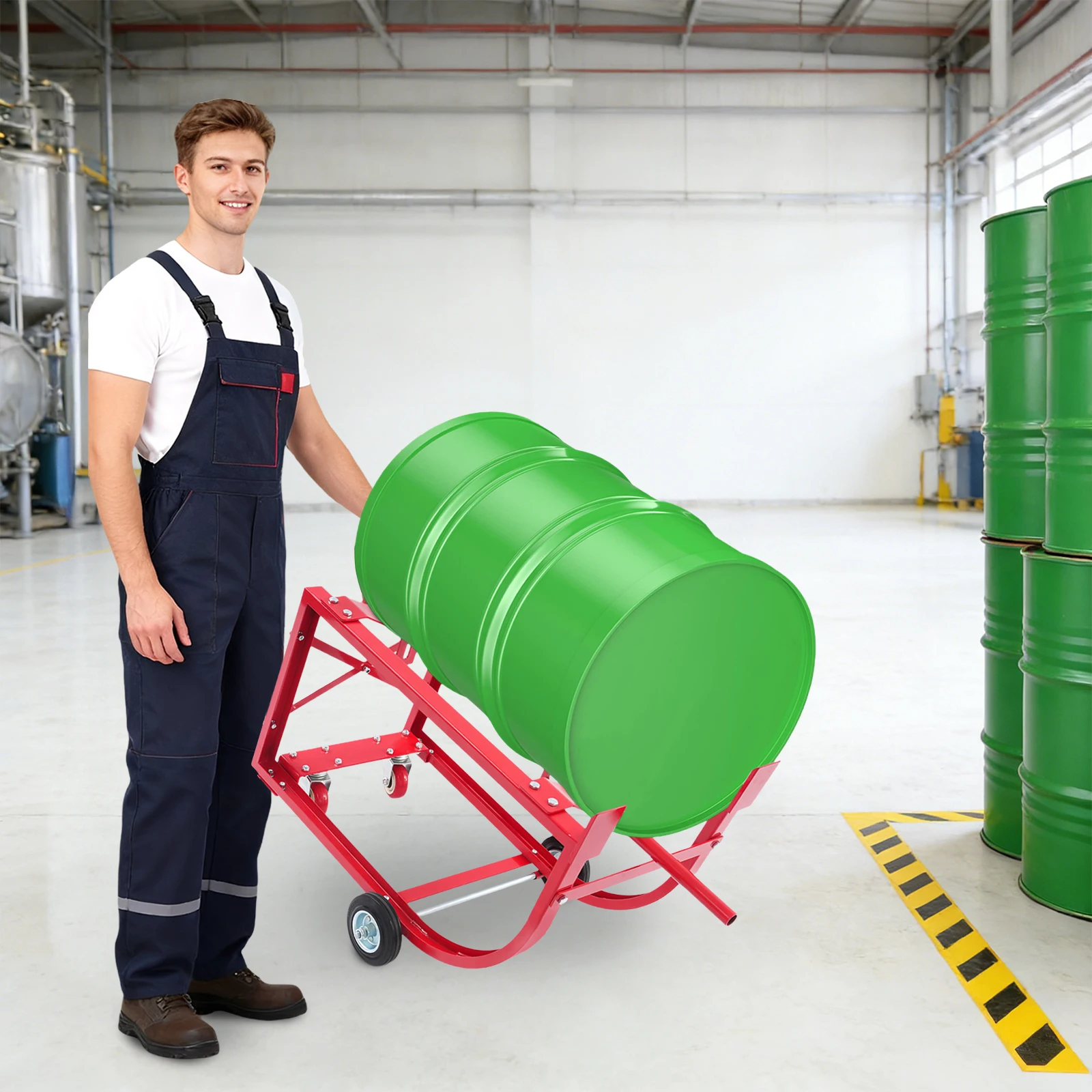 

Барабанная тележка на 55 галлонов, емкость 600 фунтов с выдвижным штангой и колесами. Стальная подставка для обработки барабанов для круглых барабанов.