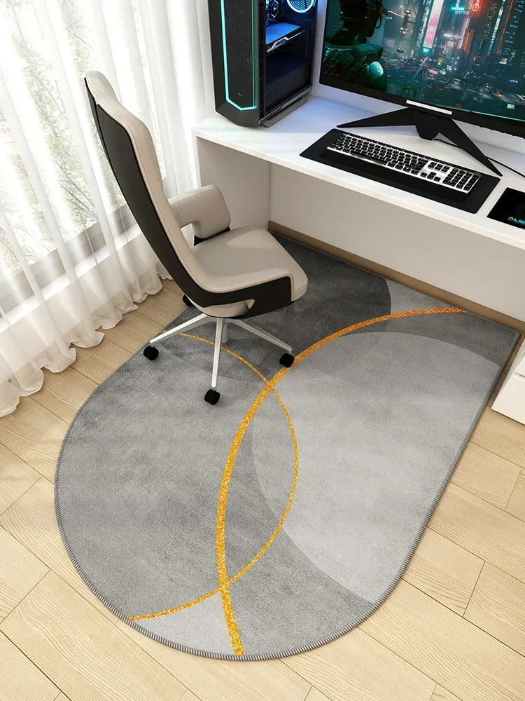 Modern Geometric Semicircle Computer Chair Carpets Gray Irregular Home Decoration Carpet Luxury Super Non-slip Study Rug Tapete