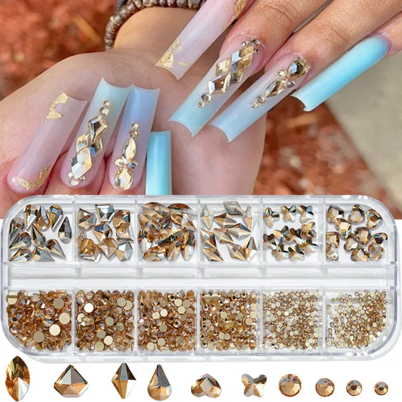 3D AB Glitter Strass Multicolor Nail Art Pietre di cristallo Dimensioni miste Gemme di cristallo per unghie Decorazione per unghie Accessori per unghie