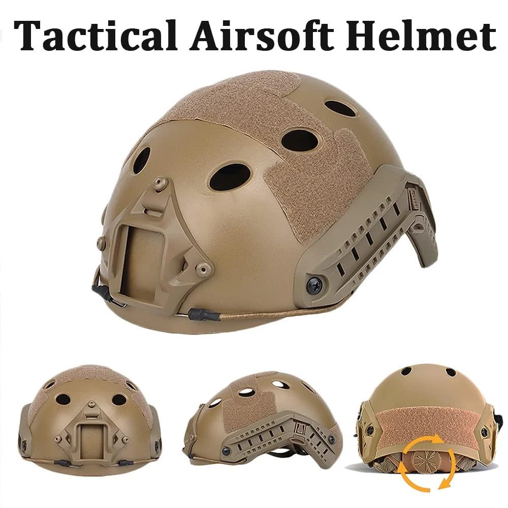 Tactical Fast Helmet Set with Military Headset Multicam Helmet Cover & Airsoft Goggles, Adjustable Outdoor Hunting Shooting Gear