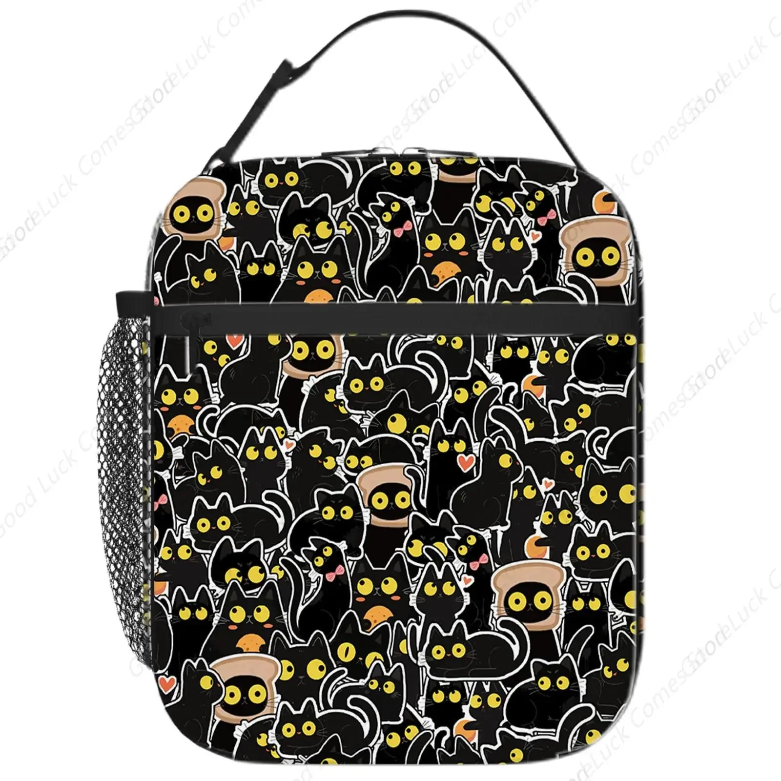 Black Cat Lunch Box for Women Men, Insulated Lunch Bag for Women, Thermal Lunchbox for Woman, Cooler Lunches Tote Bag for Woman