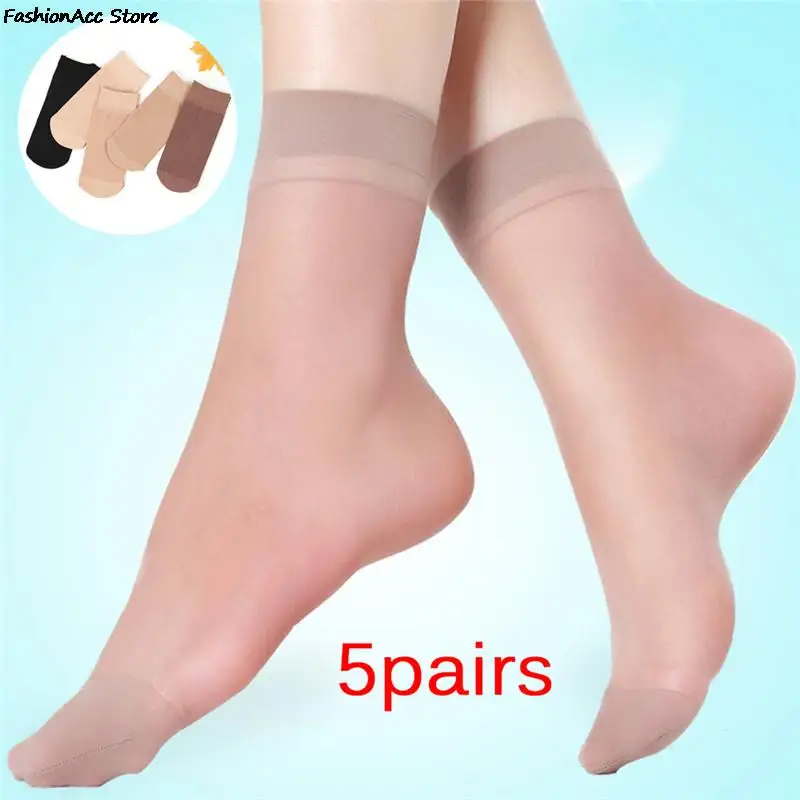 5 Pairs Women's Ankle Socks Sexy Ultra-thin Elastic Silky Short Silk beautiful girls socks