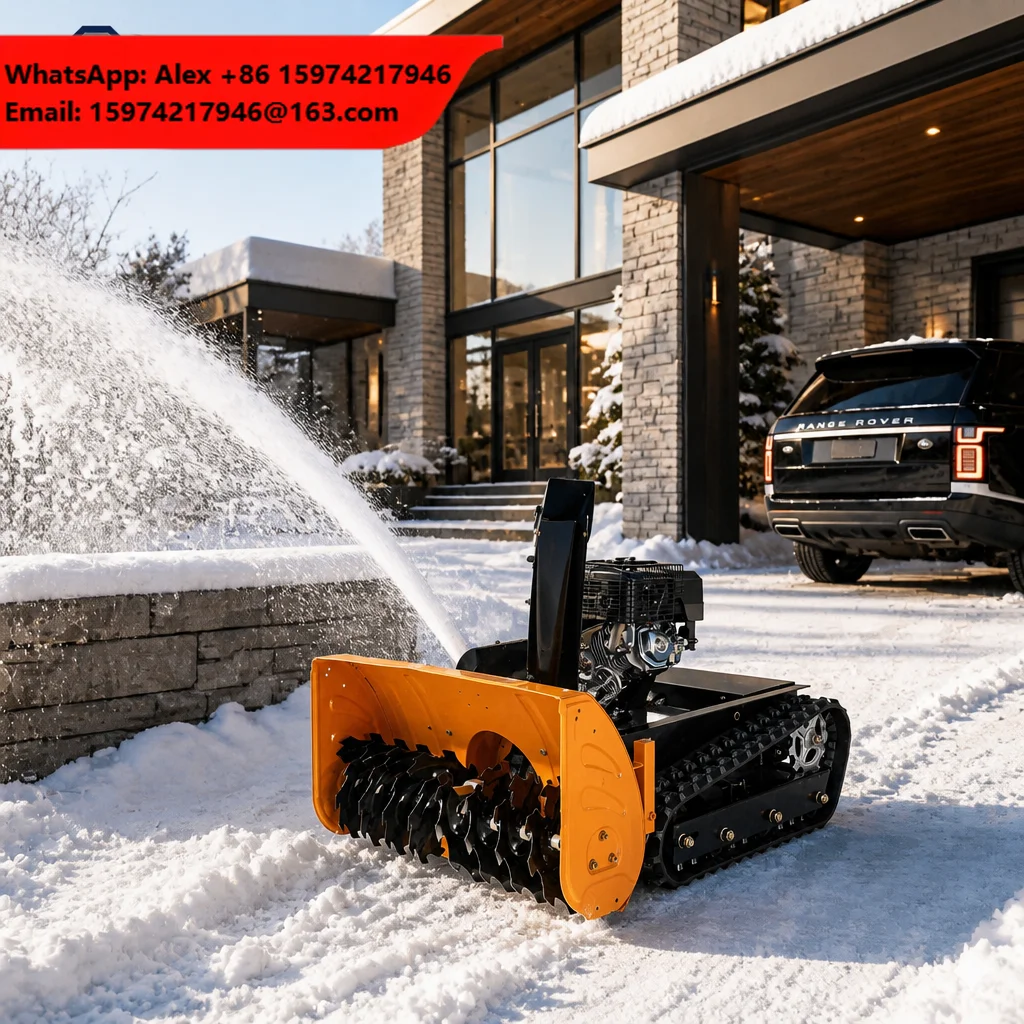 Heavy Duty Cold Weather Industrial Grade Tracked Snow Clearing Machine 10m Range Remote Control 7.5HP Engine Self-Propelled Snow