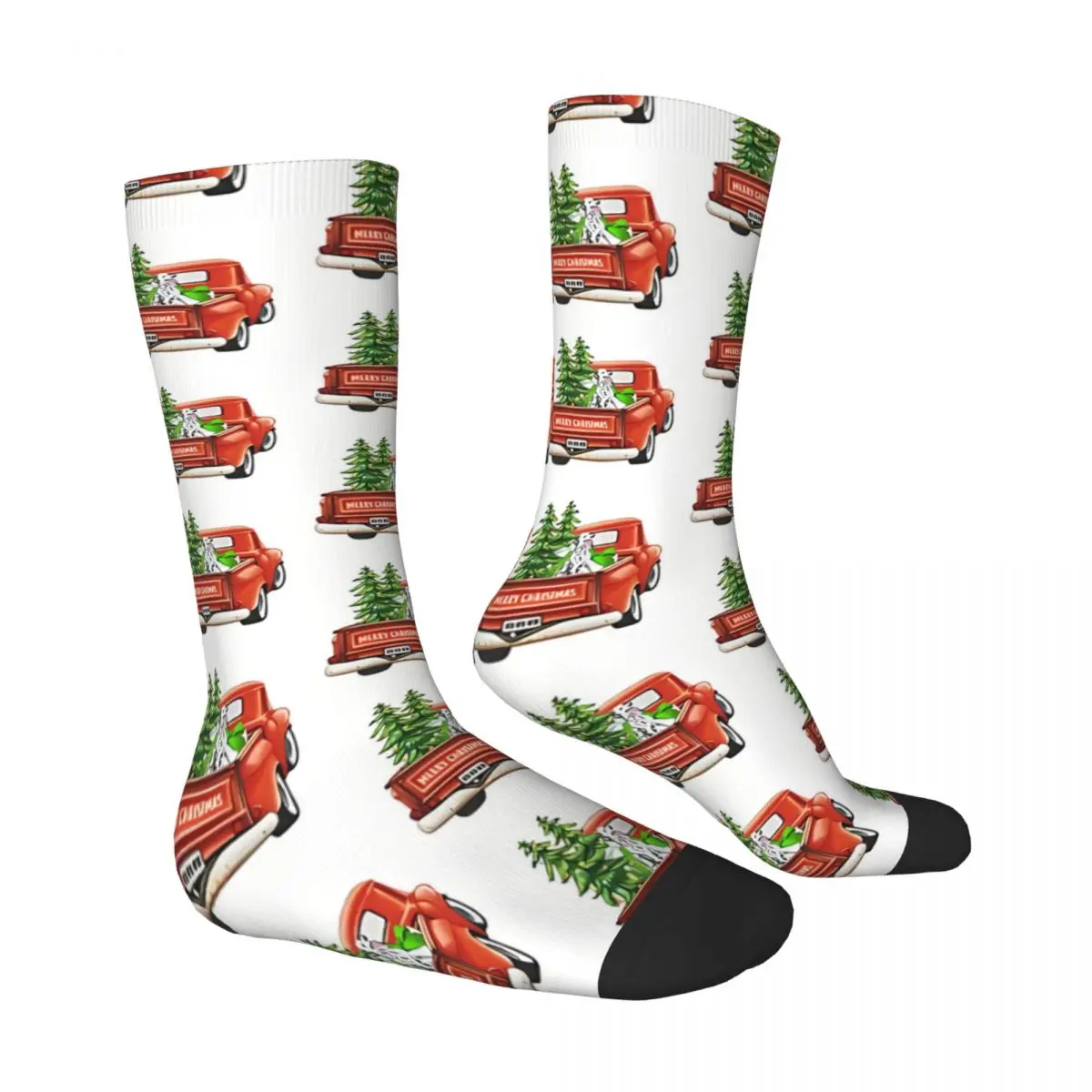 Truck With Dalmatian Dog Christmas Day Socks Male Mens Women Summer Stockings Printed