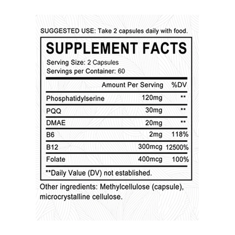 

Phosphatidylserine Capsules, Brain-boosting Supplement, Supports Brain Health, Memory, Creativity, and Nerve Cell Function