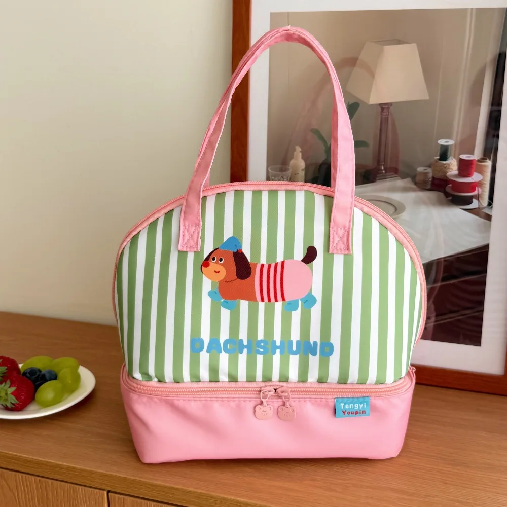 حقيبة غداء على شكل قطة كرتونية كرتونية خفيفة الوزن ذات سعة كبيرة على الطراز الكوري حقيبة يد محمولة حقيبة حمل معزولة حقيبة حمل صغيرة