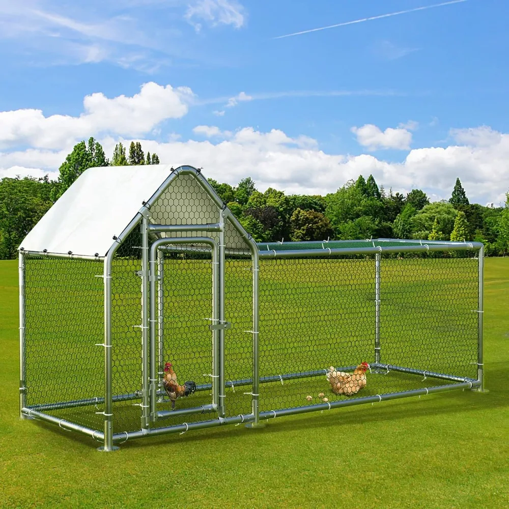 

Metal Chicken Pen Outdoor,Poultry Cage Spire Shape,Heavy Duty Walkin forYard with Waterproof and Anti-UV Cover,Bold Chicken Coop