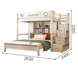 Solid wood children's bed high and low double-layer elevated bed