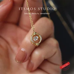 ITSMOS Dancing Star Hollow Smart Zircon Necklace s925 Sterling Silver 14k gold-Plated Korean pendant necklace for women Gift