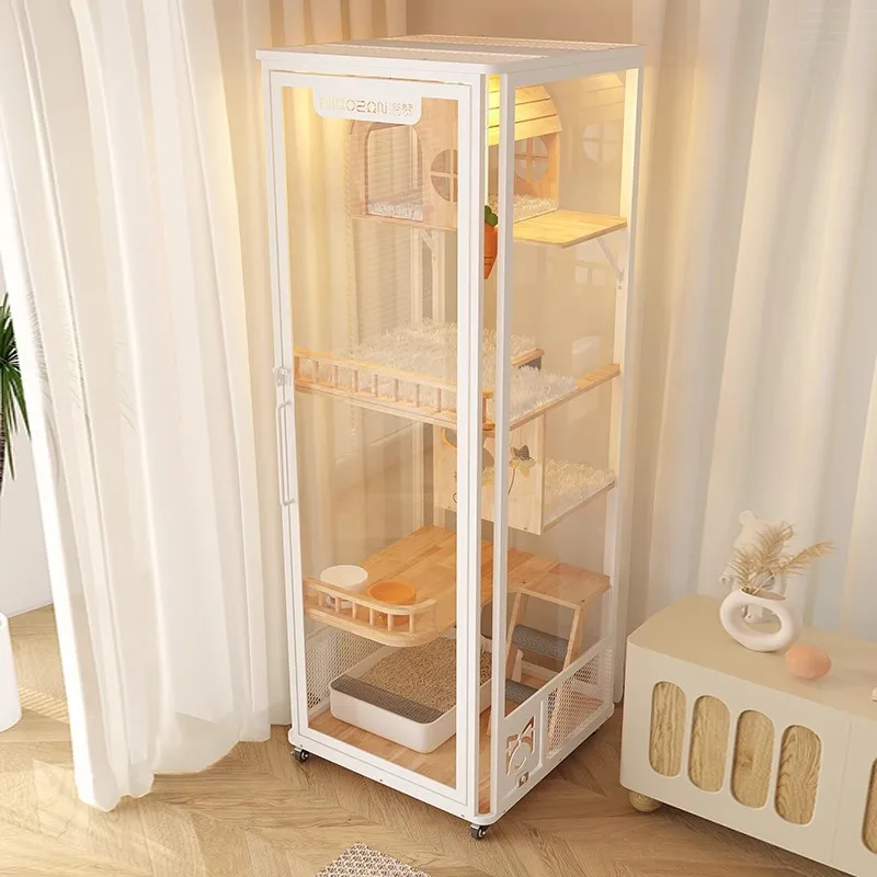 

Cat Villa Home Premium Cat House Luxury Panoramic Cat Room Cage Nest Indoor Large Multi-layer Integrated Wood
