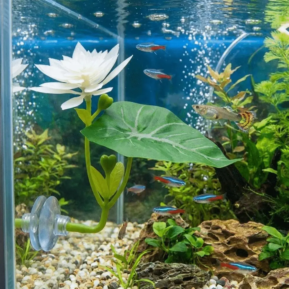 Simulated Lotus Leaves Fighting Fish Resting Leaves with Suction Cup Artificial Betta Fish Floating Bed Fake Plant Plastic