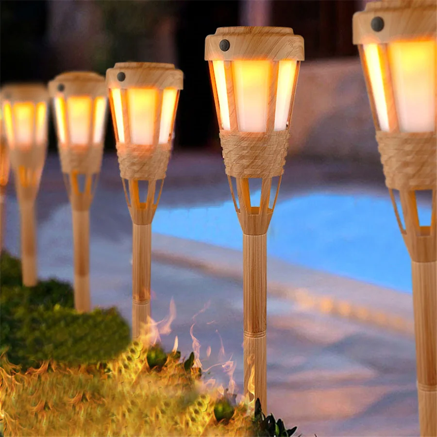 

Thrisdar Solar Tiki Torches Lights Waterproof Flickering Dancing Flames Torches Light Outdoor Garden Solar Pathway Light