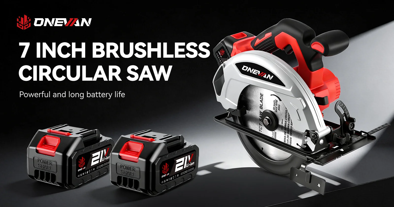 ONEVAN 4000W Brushless Electric Circular Saws 7Inch 185mm Cordless Electric Cutting Woodworking Tool For Makita 18V Battery Pin