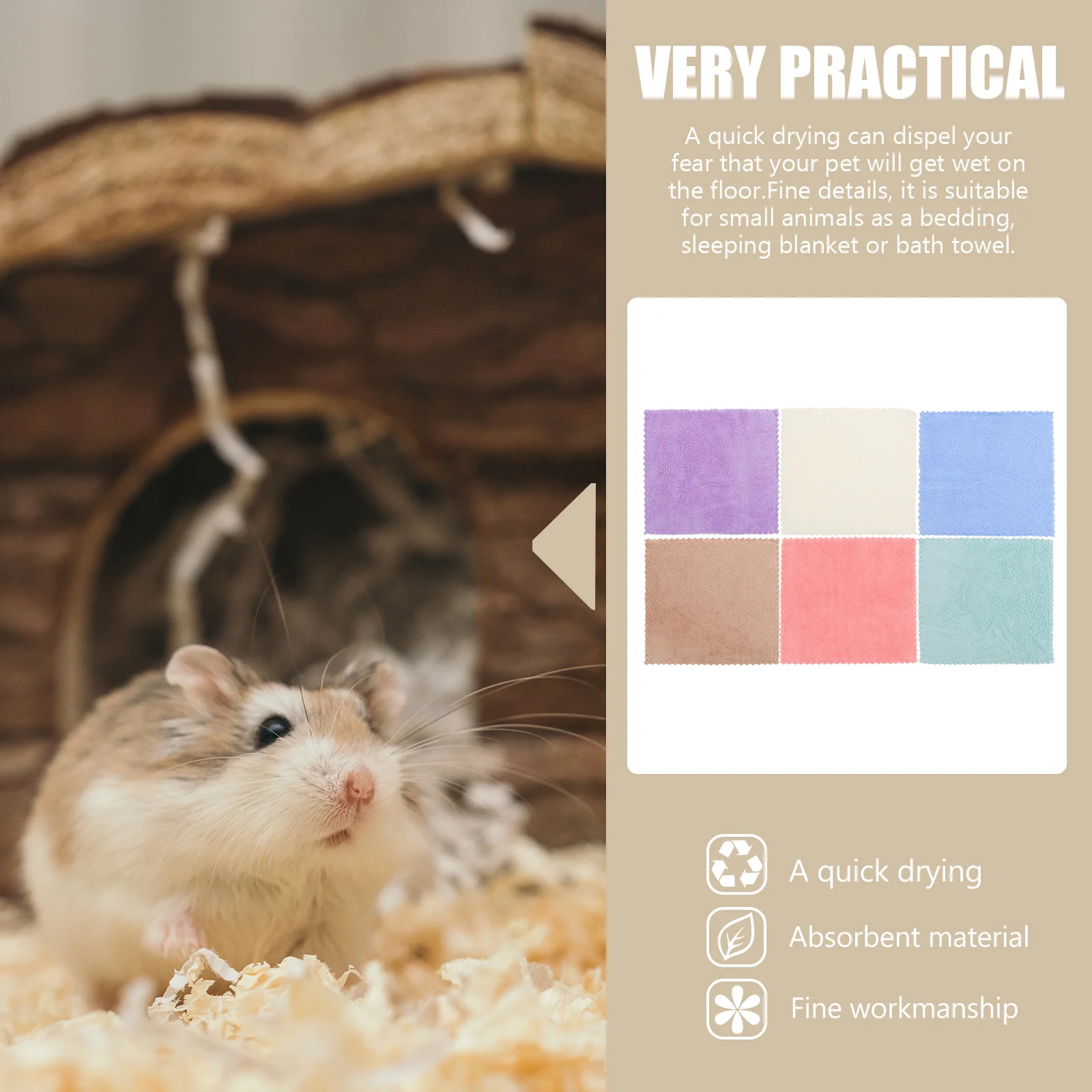 

6pcs Guinea Pig Bath Towels Coral Fleece Blankets Pet Cage Liners Small Animal Bedding Supplies Absorbent Material Warm Premium