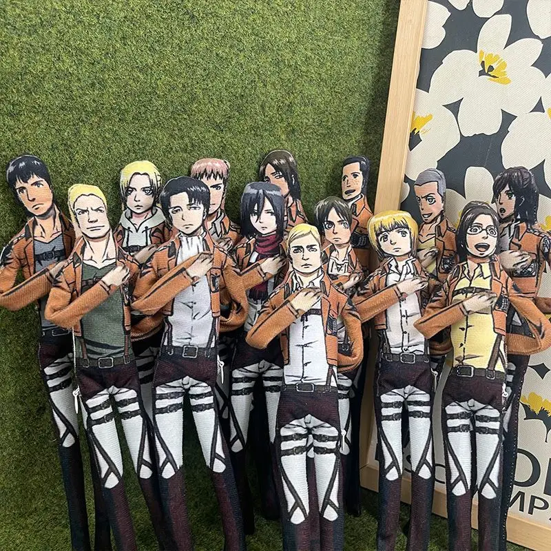 Attack on Titan Multi Characters Wire Plush Set Abstract Long Legs Bendable Fabric Doll Levi Eren Mikasa Collectible Anime Gift
