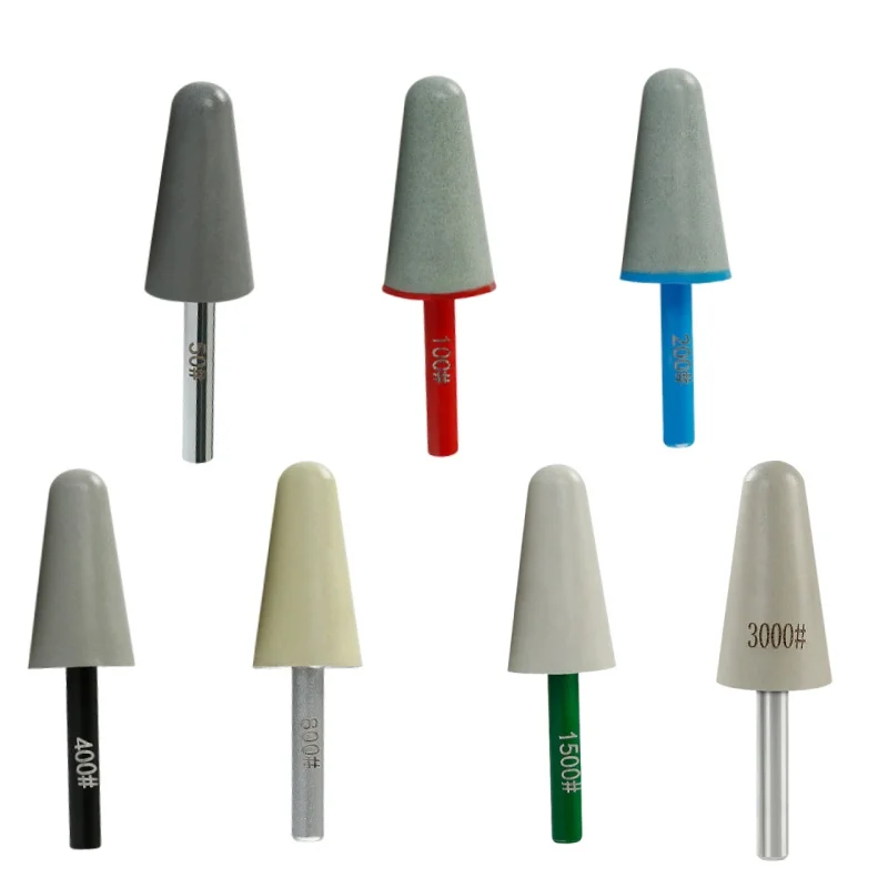 7個入り-6mmシャンク-ラウンドチップ-ダイヤモンド研削ヘッド-50～3000グリット-小型研削砥石-石材彫刻、花崗岩・大理石研磨用