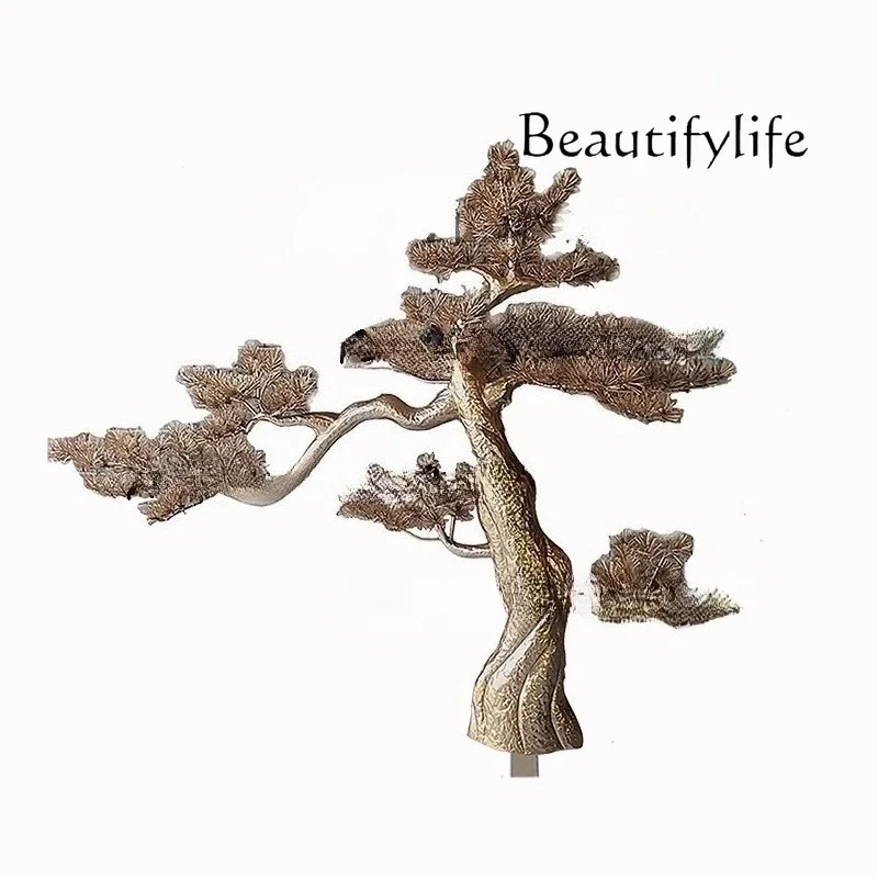 

Wrought iron welcome pine ornament Large metal decoration Hotel lobby entrance Lucky pine sculpture