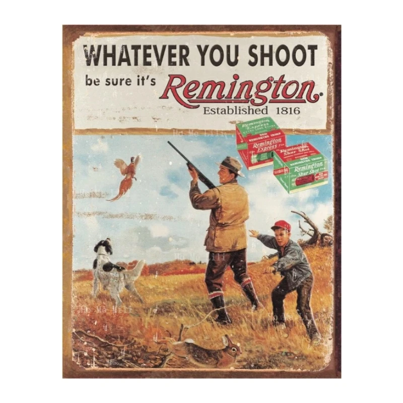 Desperate Enterprises Whatever You Shoot Be Sure It's Remington Tin Sign Nostalgic Vintage Metal Wall Art Plaque