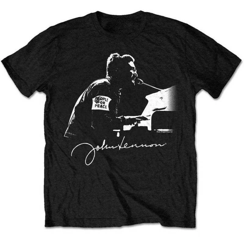 Camiseta de algodón con estampado de piano de John Lennon People for Peace, camiseta de manga corta unisex de leyenda del rock
