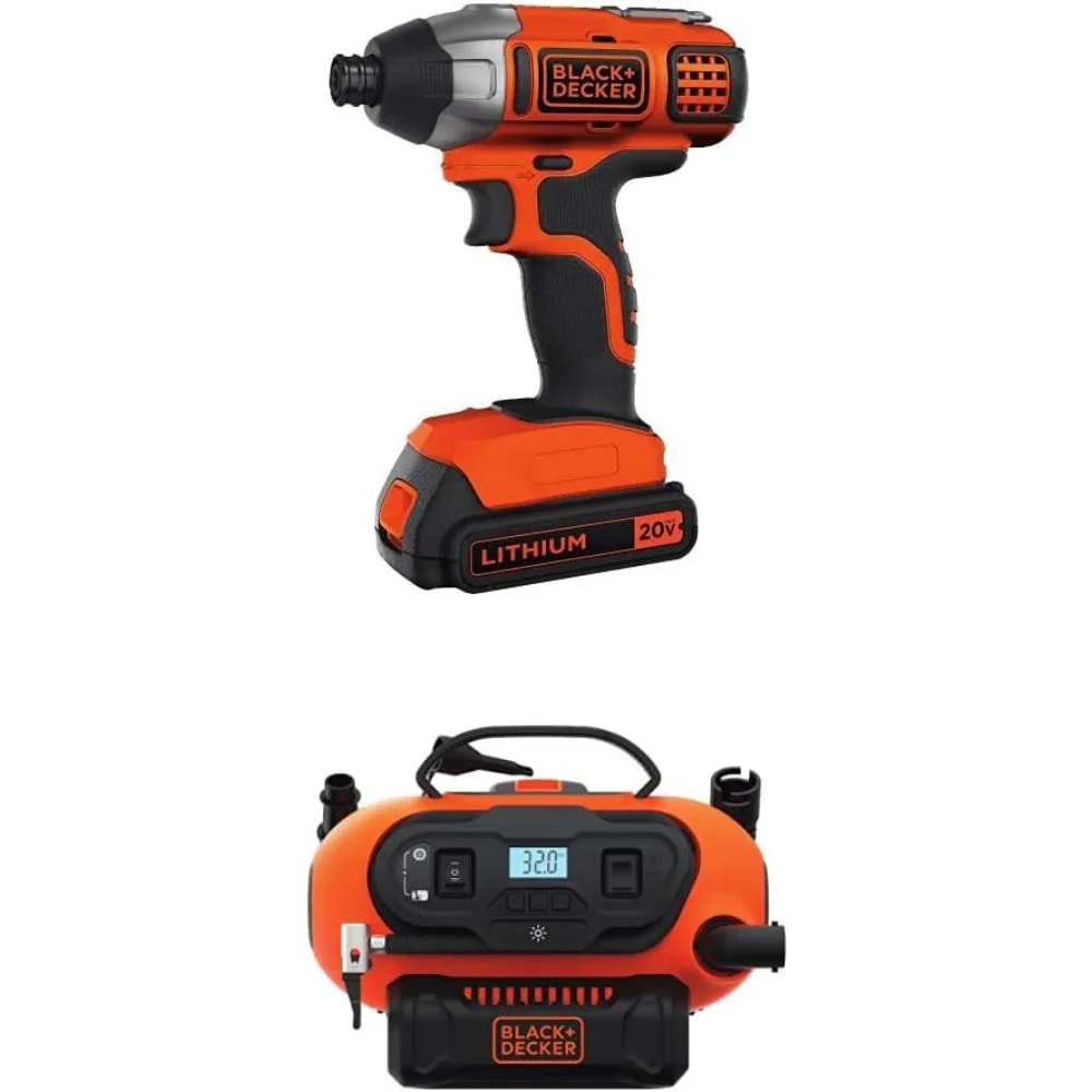 BDINF20C 20V Lithium Cordless Multi-Purpose Inflator (Tool Only) with BLACK+DECKER BDCI20C 20V MAX Lithium Impact Driver