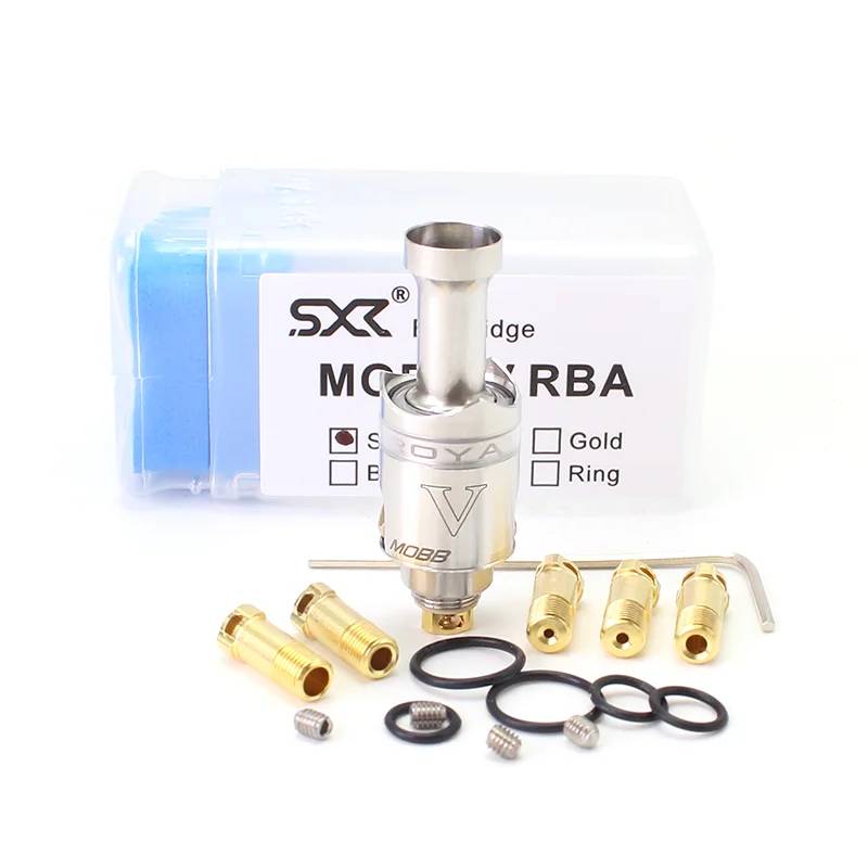 

SXK Style MOBB V RBA Bridge Tank 316ss for BB BOX/billet Box Mod Kit with Decorative Ring 6 Airpin Ring Rba Vape Vapor Vaporizer