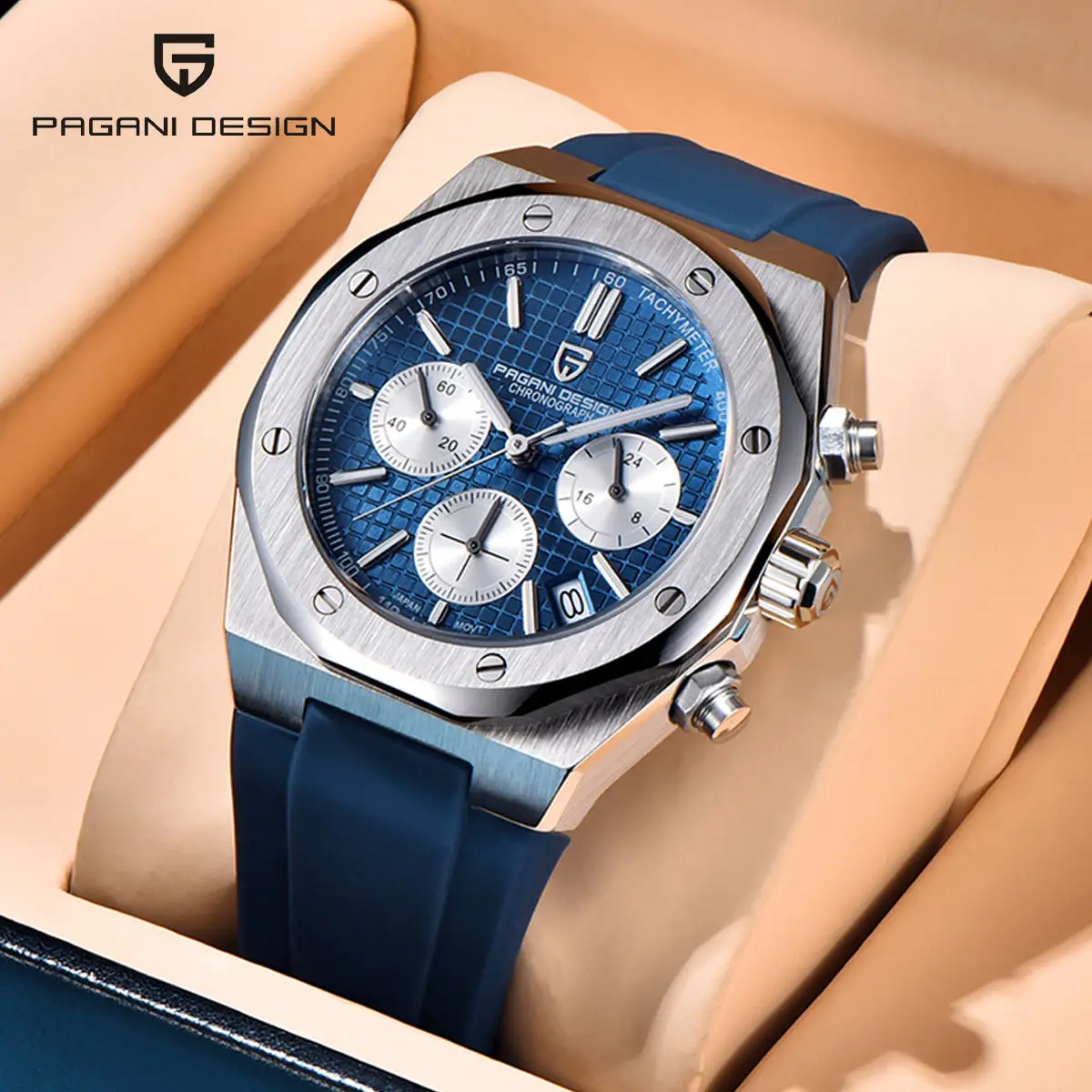 Pagani Design 2025 جديد VK63 ساعة كوارتز رجال الأعمال الياقوت الفولاذ المقاوم للصدأ 20Bar مقاوم للماء الرياضة الكرونومتر رمز ساعة
