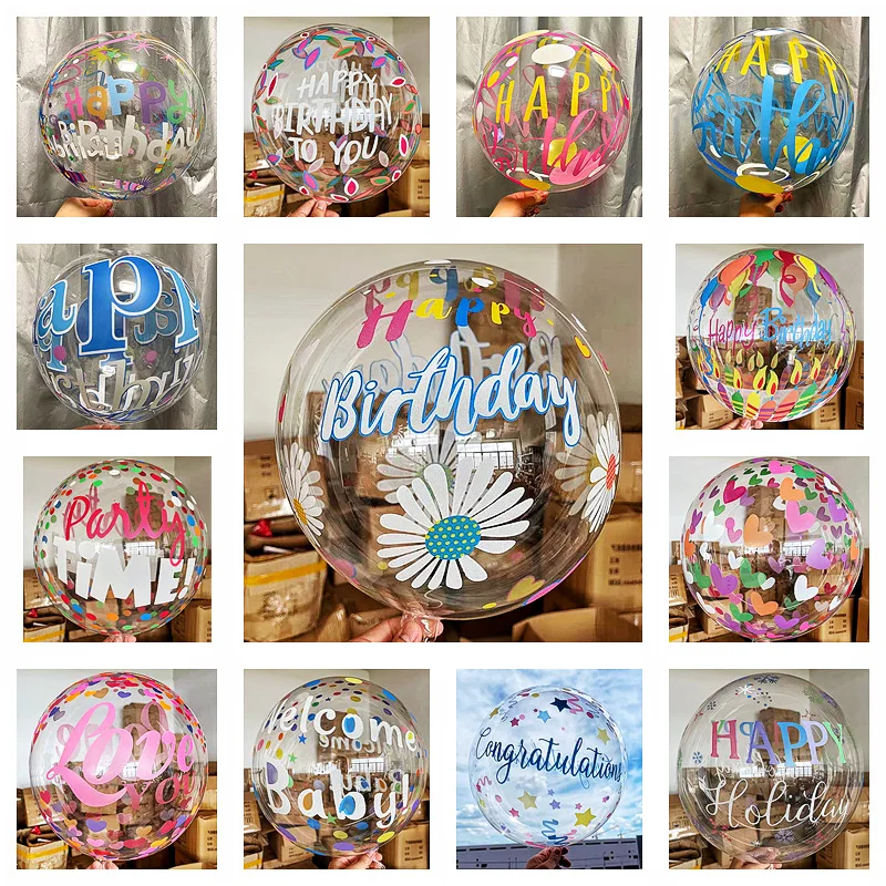

20inch BOBO Ball Double-Sided Printing Birthday Party Festival Wedding Company Anniversary Scene Layout Transparent Bobo Balloon