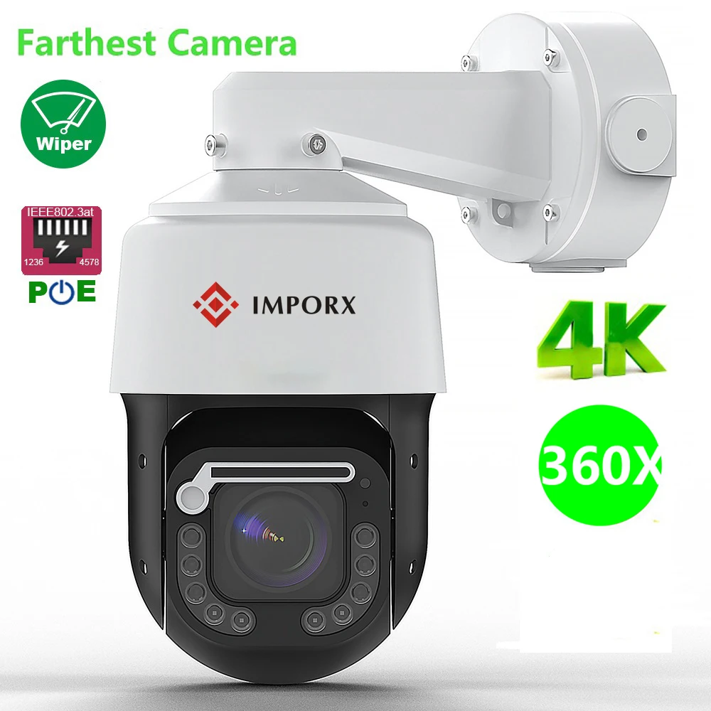 

4K 8MP 360X ZOOM POE IMX415 RTMP Humanoid Tracking High Speed Dome PTZ Wiper IP Camera ONVIF