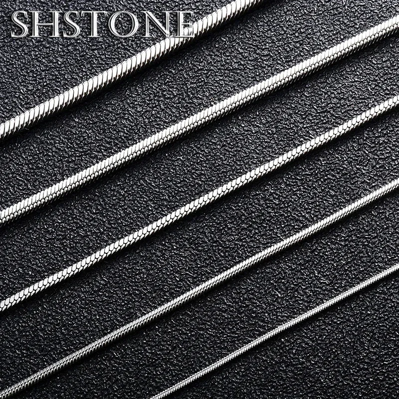 

SHSTONE 925 Sterling Silver Round Snake Chain Necklace High Quality 18K Gold 1/2/3mm Necklaces For Men Women's Fashion Jewelry