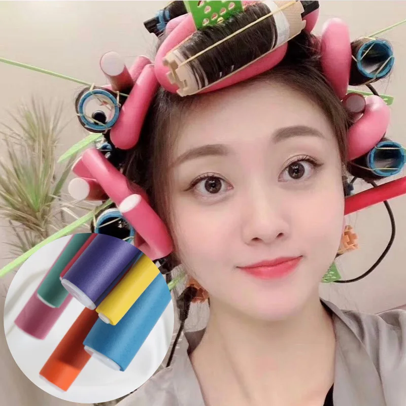 10pcs Heatless Curling Rod Soft  Bendy Twist Curls Tool Sponge Hair Curlers Rollers Foam DIY Hair Styling Tools Random Color New