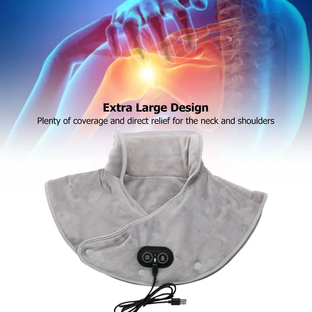 Electric Shoulder Neck Pad Massager USB Cervical Brace 3 Gear Hot Compress Relieve for Shoulder Neck Back Cervical Shawl Warmer