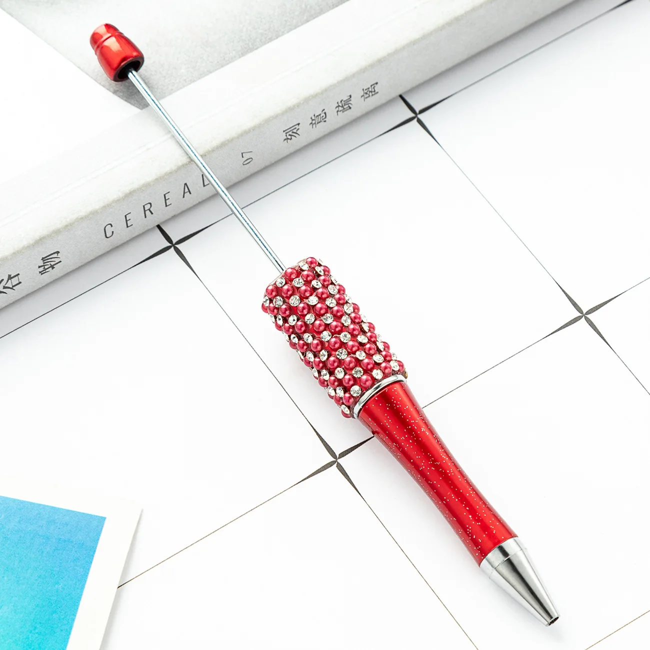 11pcs Diamond Bead Pen Wholesale Creative DIY Handmade Sticker Set Diamond Beaded Ballpoint Pens Advertising Gift Pen