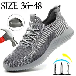 Breathable Men Sneakers Light Comfortable Safety Shoes Men's Work Boots Puncture-Proof Indestructible Security Shoes Size 36-48