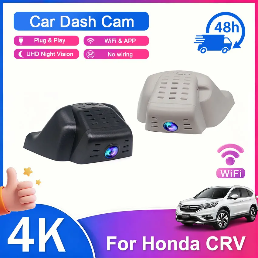 4K Dashcam 2160P HD Plug And Play Hidden Wifi Car Dvr Dash Cam for Honda CR-V CRV Hybrid 6th Gen 2023 2024 2025 2026