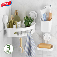 TAILI Bathroom Storage Rack Set No Drill Shelves Wall Mount Corner Shelf Shower Holder For Shampoo Organizer Accessories