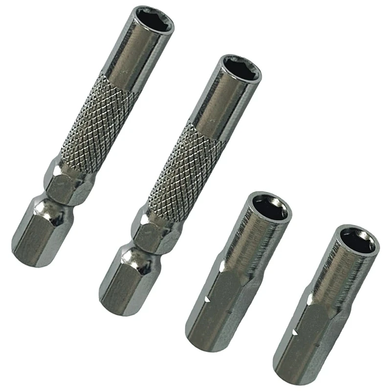 4Pcs 1/4 To 4Mm Bit Adapter,2 Pcs 1/4 To 4Mm Hex Adapter And 2 Pcs 1/4 To 4Mm Drill Extension Bit Holder For Micro-Bits