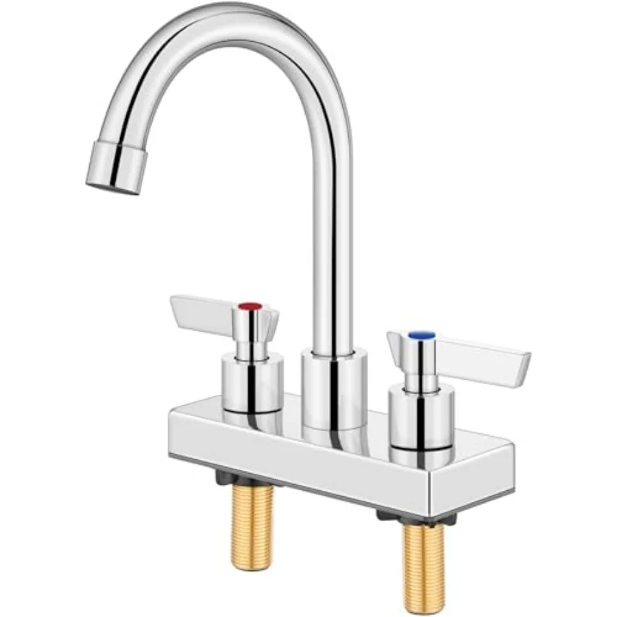 

Смеситель для барной мойки, межосевое расстояние 4 дюйма, 2 отверстия, для установки на столешницу, с двумя ручками, коммерческий, для прачечных и кухонь