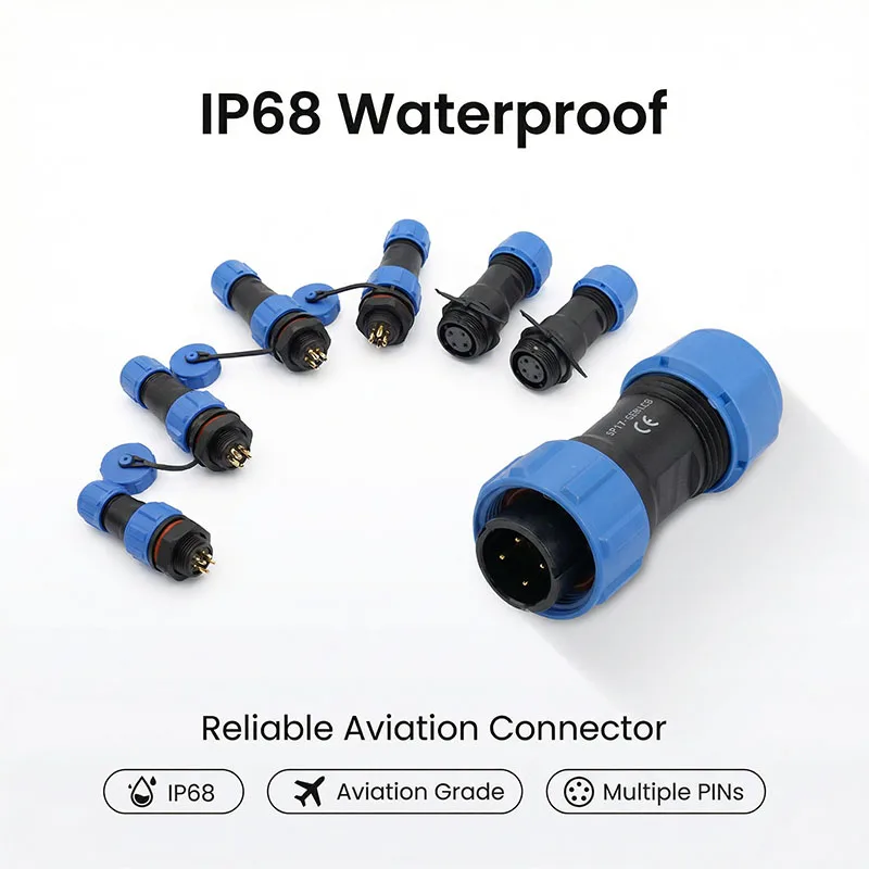 SP13/SP17/SP21 Waterproof Aviation Plug Male Female Connector 2/3/4/5/6/7/9 Pin Panel Mount Docking Aviation Plug Socket