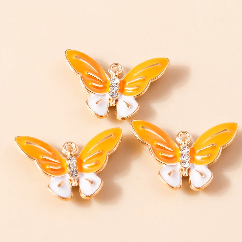 

20pcs 25x20mm Cute Enamel Flying Butterfly Charms Pendants for Making Necklaces Earrings Bracelets DIY Craft Jewelry Accessories