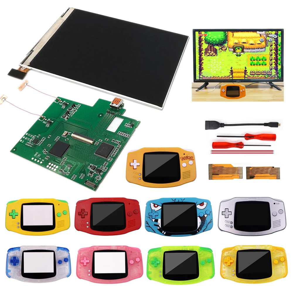 

2023 Newest For GBA HDMI-Compatible Retro Pixel Menu V2 IPS LCD Backlight kit Output For Gameboy Advance With Pre-trim housing