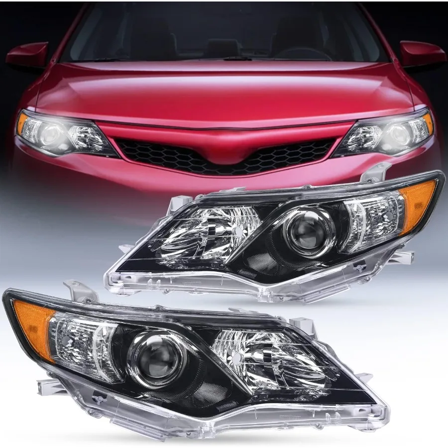 

Фара в сборе для Camry L LE XLE 2012-2013 2014, гибридные фары LE XLE, сменный черный корпус, янтарный отражатель, драйвер